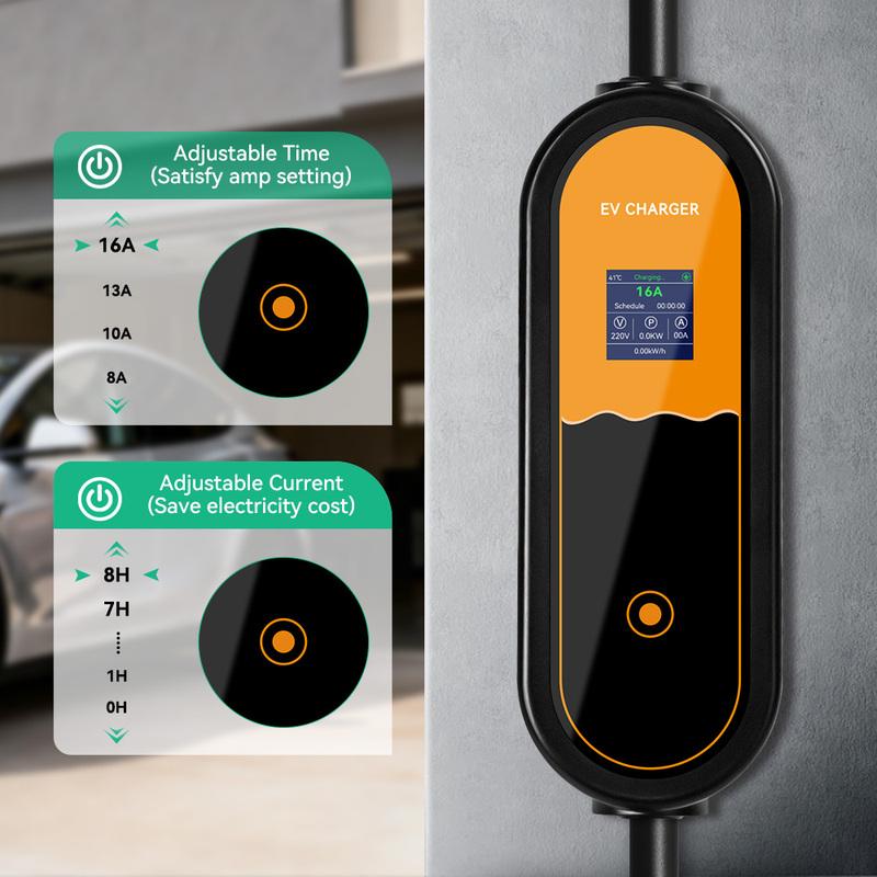 JDMEX 3.5KW Portable EV Charger Type1 Car Charger 16A Fast Charging Type 1 SAE J1772 EVSE Wallbox 3.5M for Electric Vehicle