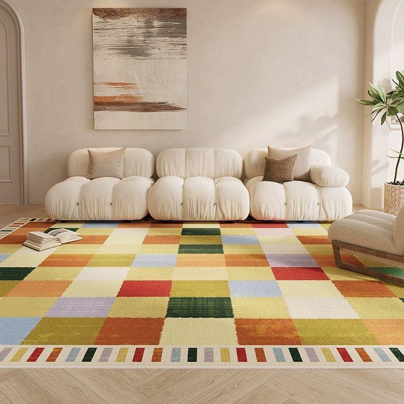 Modern Minimalist Living Room Area Rug Soft Crystal Velvet Non-Shedding Stain Resistant Easy Clean Floor Cover