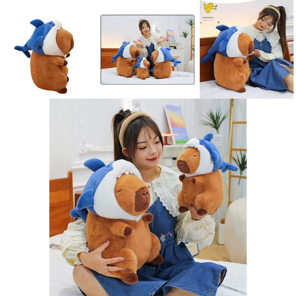 Capybara Shark Water Guinea Pig Plush Toy For Kids Soft Animal Pillow Gift