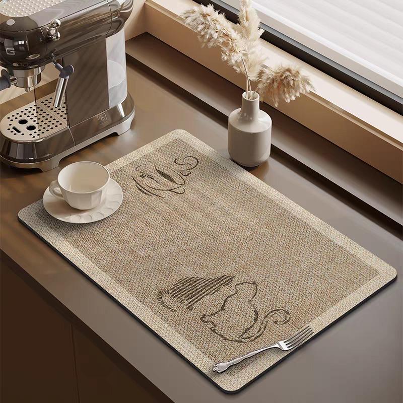 

Coffee Cup Drying Mat Cartoon Black Dog Non-slip Absorbent Mat Diatoms Tableware Kitchen Counter Drain Mat Coffee Bar Drain Mat (as the picture,20x30cm)