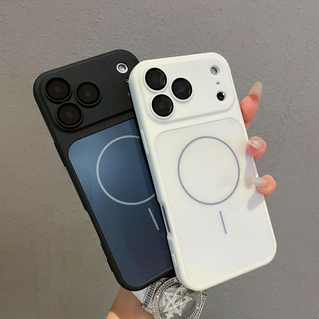 Large Window Fine Hole Magnetic Mobile Phone Case Is Suitable for Apple 17PROMAX Anti-drop 16 Solid Color Protective Cover 13/14/15