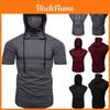 Stylish Men's Hooded Pullover T Shirt Tank Top With Protective Mask For Active Wear