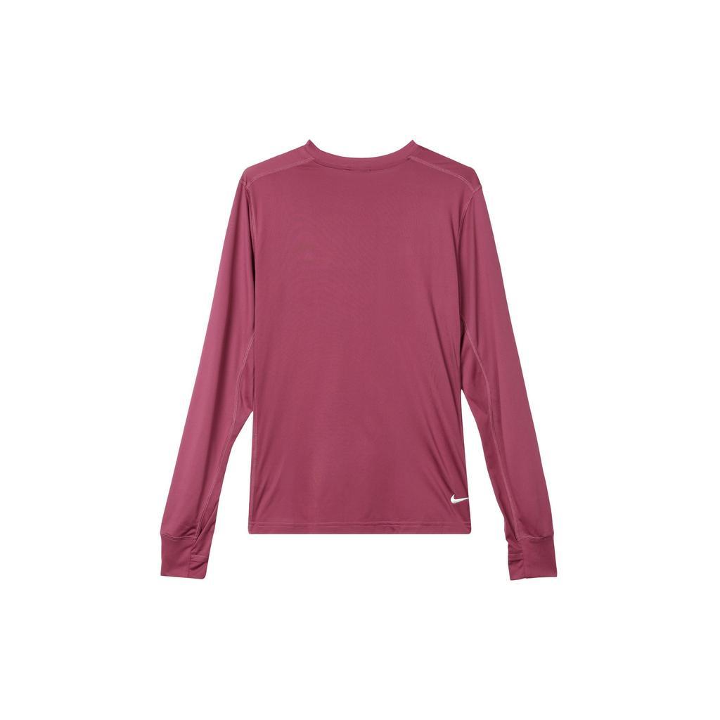 Nike Solid Color Logo Print Crew Neck Long Sleeve T-Shirt Women Tops Burgundy DQ5852-653