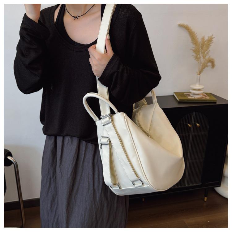 Women's Convertible PU Leather Backpack, Fashion Triangle Tote Bag, Multi-functional Casual Daypack