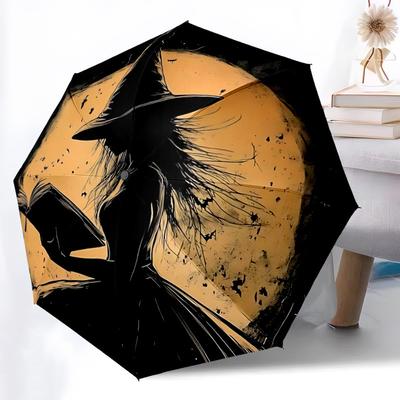 1pc Witchcraft Moonlight Automatic Folding Umbrella   Compact 8 Rib Design, Durable Iron Frame for Travel, Outdoor,  A0920089