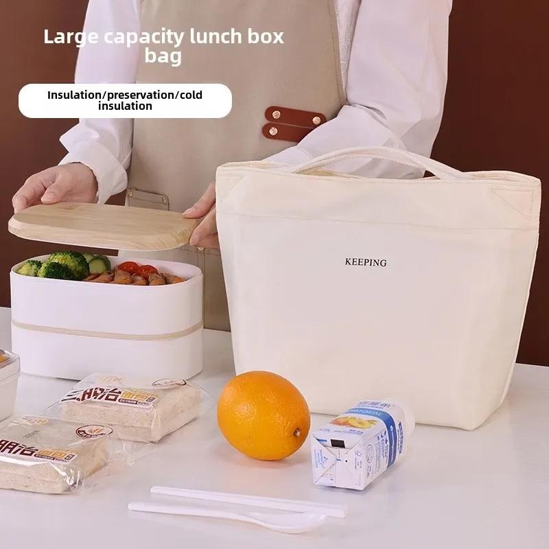 Borsa Pranzo Giapponese Borsa a Mano per Studente Impermeabile Cerniera in Lamina di Alluminio Termica Borsa Pranzo Portatile per Lavoro Borsa Termica Leggera