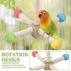 2Pcs Bird Standing Toy Set 360° Rotatable & Bell Wooden Interactive Spinning Parakeet Toys for Bird Cage Accessories NEW