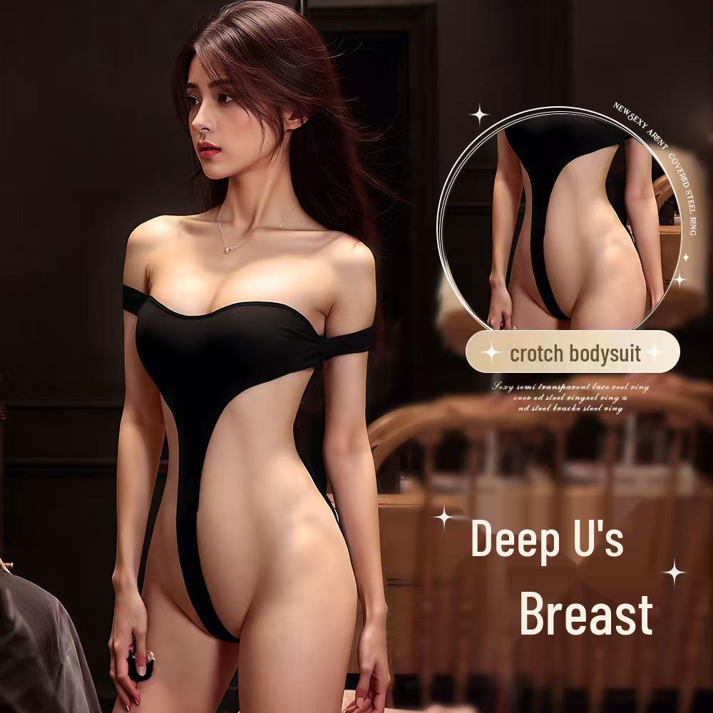 Verleidelijke Dames Passion Bodysuit Set - Open Kruis Verleiding met Snelsluiting.