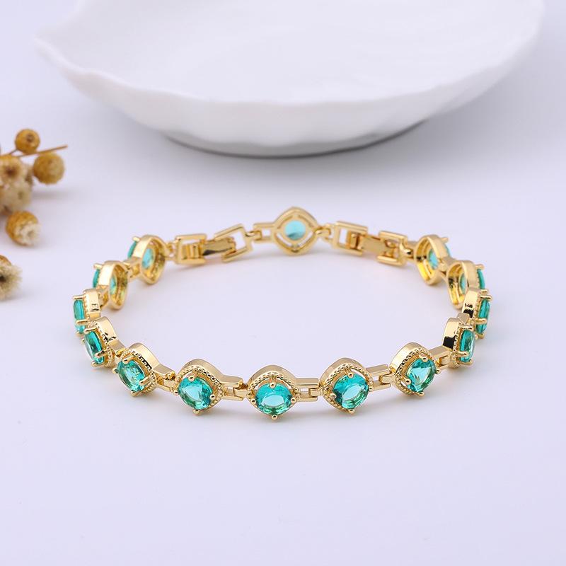 24K Hellgrüner Zirkon Damen Nischenarmband Klein Frisch Damenarmband