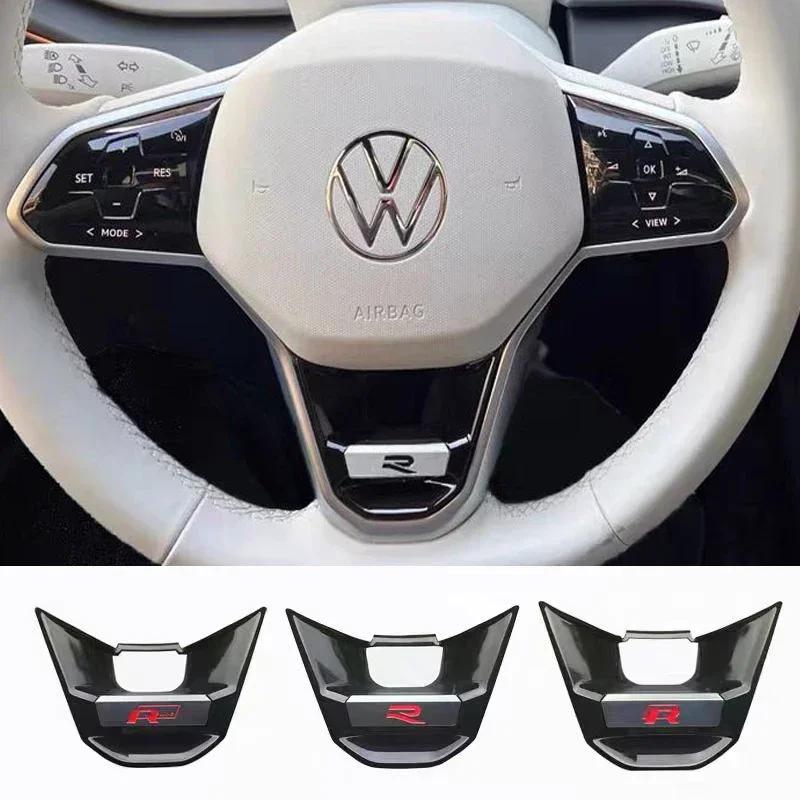 lmn1 Car Decoration Accessories Steering Wheel Logo Cover Trim Sticker For VW GTI R Line Polo Golf Passat Scirocco Tiguan Jetta T-ROC