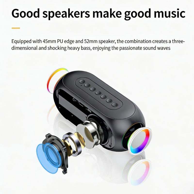 Compactly Bluetooth-compatible 5.0 Speaker Featuring Mirror Clock LED Mood Light And Freeing Hands Calling For Daily Use