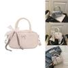 Simple Solid Color Silver Bow And Lace Decoration Women Casual Shoulder Bag For Daily Use