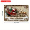 2d Flat 30*20cm, Glam Style Wooden Wall Hanging Decorative Sign, Festive Santa with Reindeer and Gifts Christmas Theme, Multipurpose Holiday, for Home