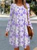 Autumn Lady Casual Loose Mini Dress Women Fashion Sweet Dot Printed Long Sleeve Dress Elegant Party A-Line Dresses