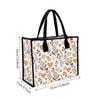 Boho Floral Heart Tote Bag Stylish Large Capacity Daily Use Canvas Handbag
