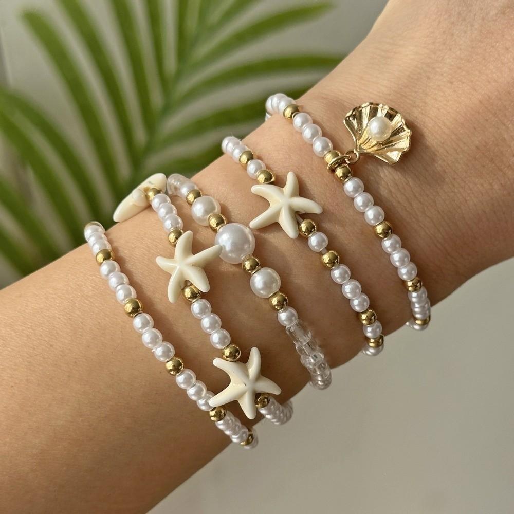 Bohemian Multilayer Shell Bracelets Starfish Wrap Charm Hand Chain New Conch Beaded Bangles Gifts