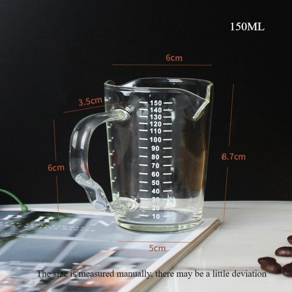 Espresso Shot Glass 70ml/150ml Double Spout with Pouring Handle High Temperature Resistant Easy To Clean Transparent Shot Glass