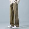 Men's spring and autumn new solid-color casual pants loose straight drape wide-leg pants drawstring youth sweatpants