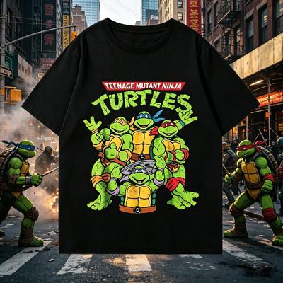 Unisex Teenage Mutant Ninja Turtles Print T-Shirt Casual Short Sleeve Crew Neck Tee Streetwear Tops Kids Tshirt Men T-shirts