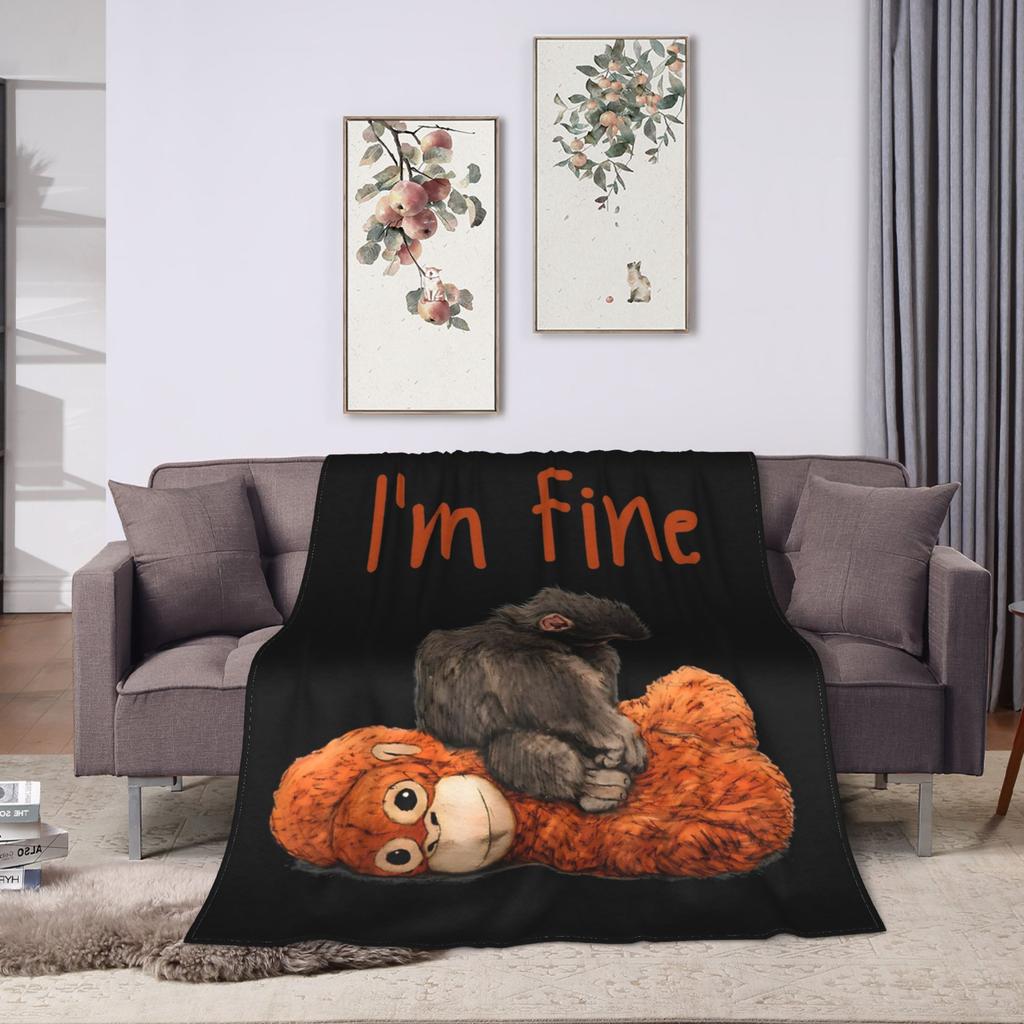 Baby Macaque Hugging Plush Cute Monkey Punch Blankets Flannel Portable Lightweight Throw Blanket for Bedding Couch Bedspread