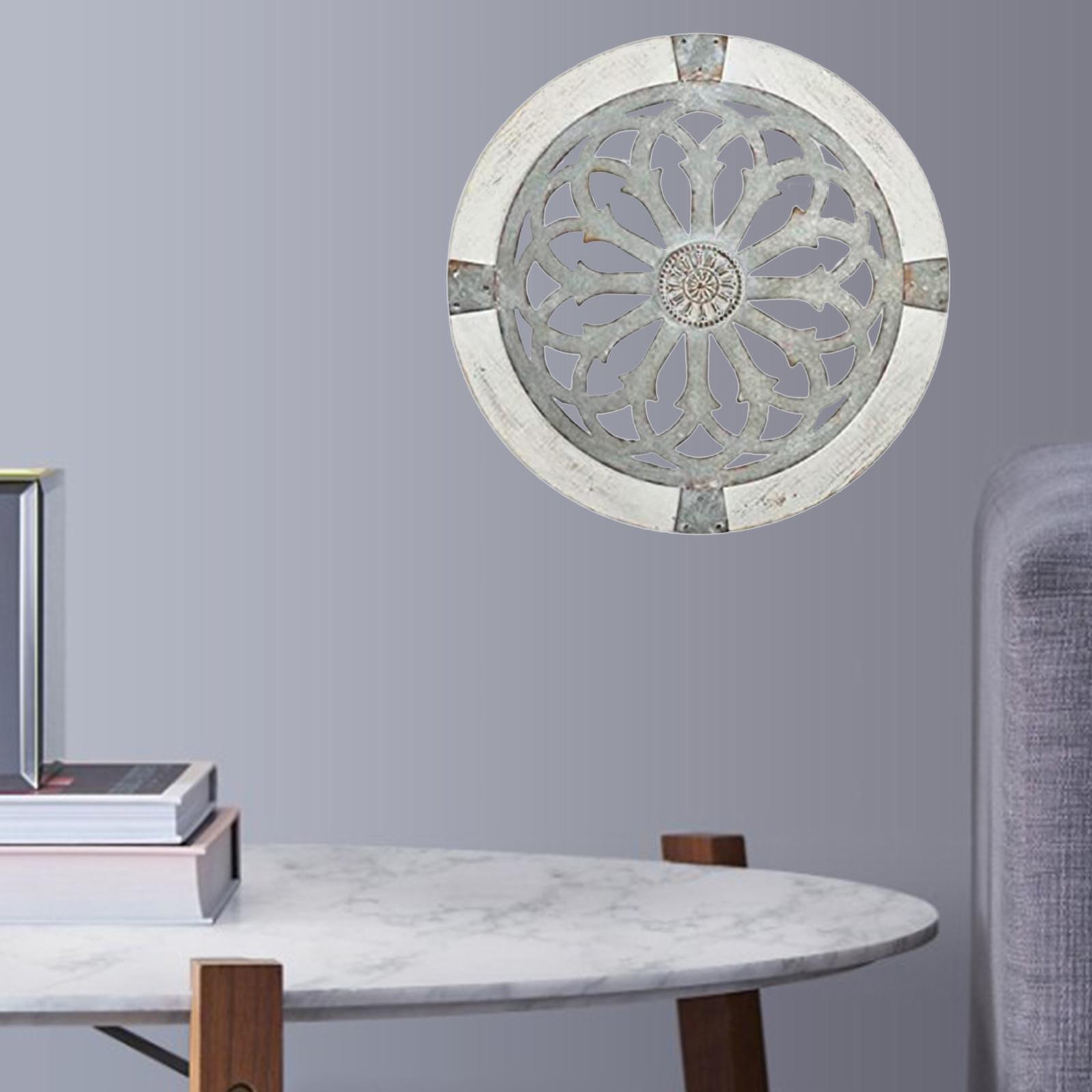 Metal Round Wall Art - Rustic Wood Decorative Wall Hanging Medallions, Wall Art, белый