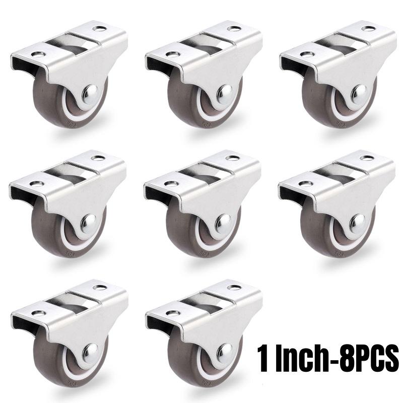 4/8Pcs Mini Rigid Caster Wheels,Small Low Profile Rubber Rolling Wheel Castors Sliding Door Pulley for Furniture,Storage Drawers