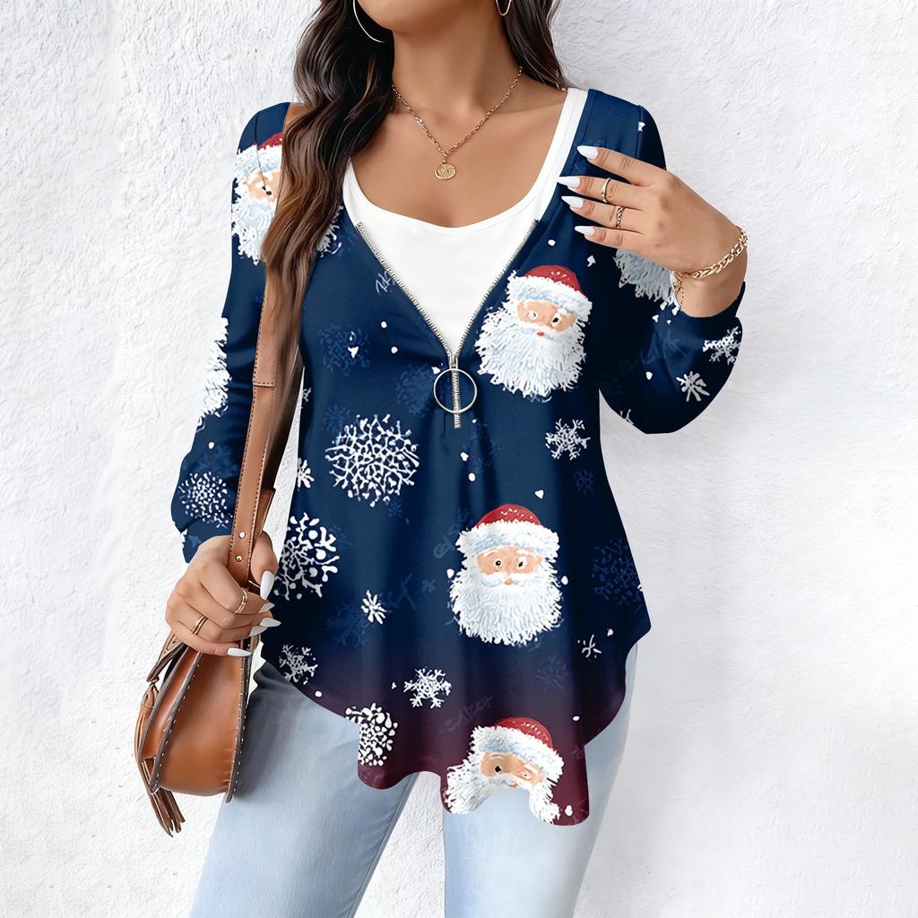 Women's Fashionable Casual Long Sleeved Loose Oversized Printed Top