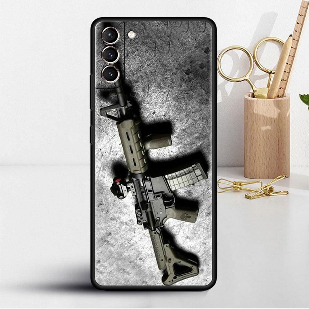 AK47 Handgun Gun BUllets Soft Case For Samsung Galaxy S22 S20 FE S21 S10 S9 Plus S8 Note 20 Ultra 10 Lite Phone Cover Shell