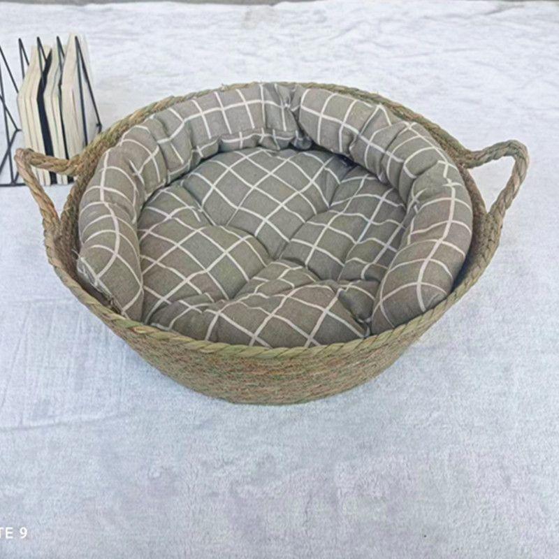 Four Seasons Cat Bed Vevd Avtagbart møbel Sovehus Katt Scratch Gulv Rotting Vaskbar Katter Kjæledyrsprodukter Tilbehør
