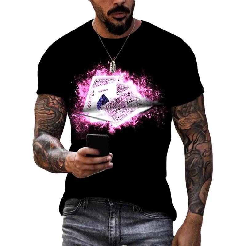 

Summer Men s T-Shirt New Cool Poker Graphic T Shirts Casual Fashion Originality Card Pattern Tees 3D Printed Short Sleeve Tops 6XL