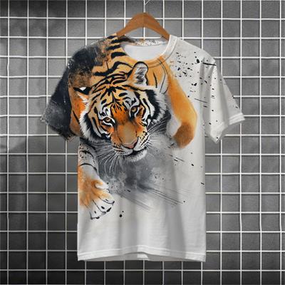 Fashion Tiger Pattern  3D Print Men's T-shirt Fashion Festival Crew Neck Short Sleeve T Shirt Tops Polyester Men Clothing