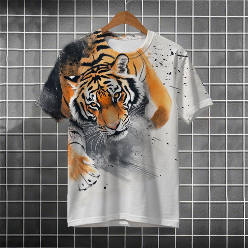 Fashion Tiger pattern  3D Print Men's T-shirt Fashion festival Crew Neck short Sleeve t shirt Tops polyester Men Clothing