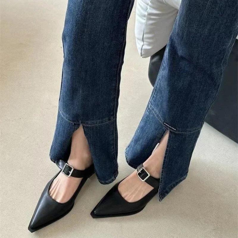 Summer Fashion New Sexy Banquet Comfortable Pointed Toe Buckle Sandals Women's Solid Color High Heels Zapatos Mujer