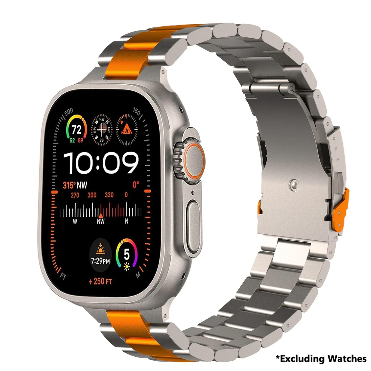 

Мужской роскошный титановый ремешок для Apple Watch Ultra 2 1 49 мм металлический браслет для iWatch Series 10 9 8 7 6 5 4 3 Se 46 мм 45 мм 44 мм 42 мм 41 мм 40 мм 38 мм Band Ultra 2/1 49mm