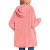 Women's Long Sleeve Button Pocket Casual Plush Hooded Jacket