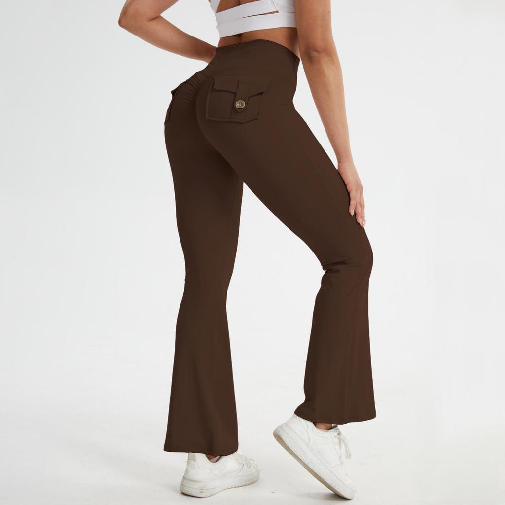 Zakvormige Micro Flare Yogabroek met Sneldrogend, Huidachtig Gevoel & Heup-Optillend Ontwerp - Fitness Sportbroek