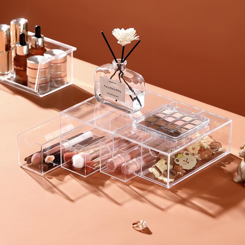Transparenter Acryl 4-Schubladen Staubdichter Organizer für Kosmetik & Brillen
