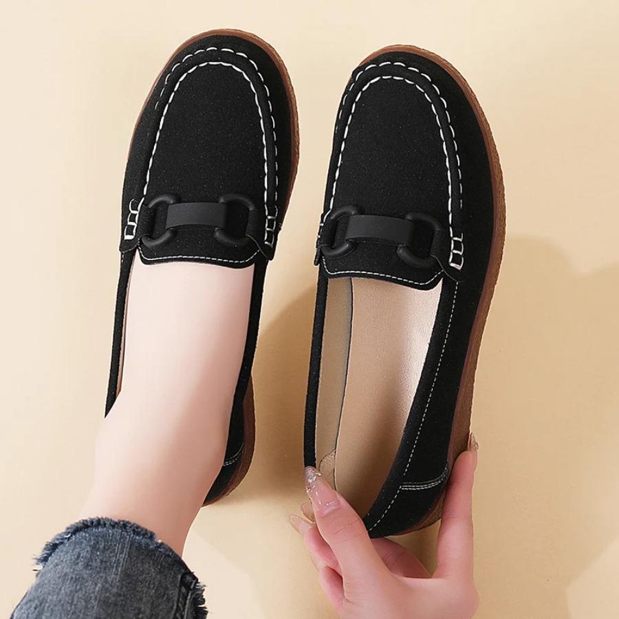 Spring and summer new soft-soled, anti-slip, flat-bottomed, breathable and casual mom leather shoes, single shoes and loafers