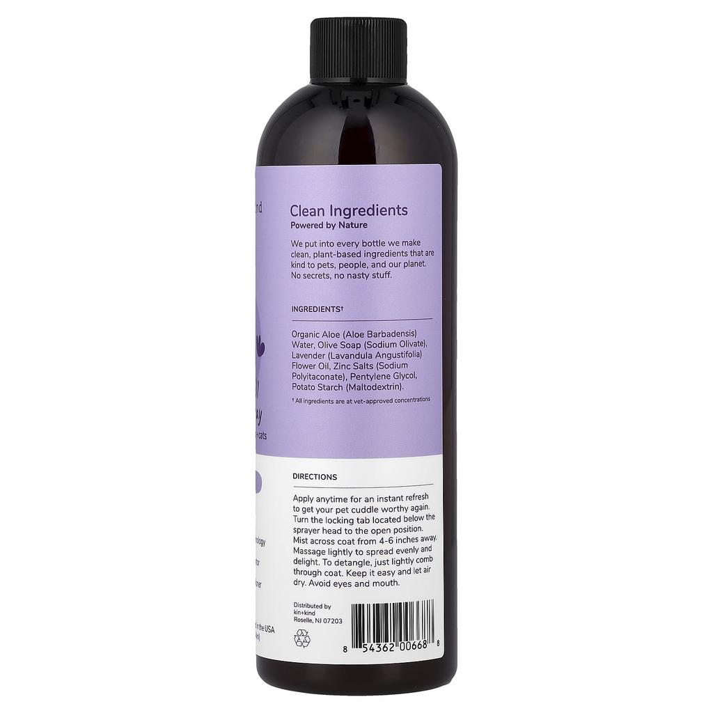 Kin+Kind Pet Smell Coat Spray Conditioner for Dogs and Cats, Lavender, 354 Ml (12 Fl Oz)