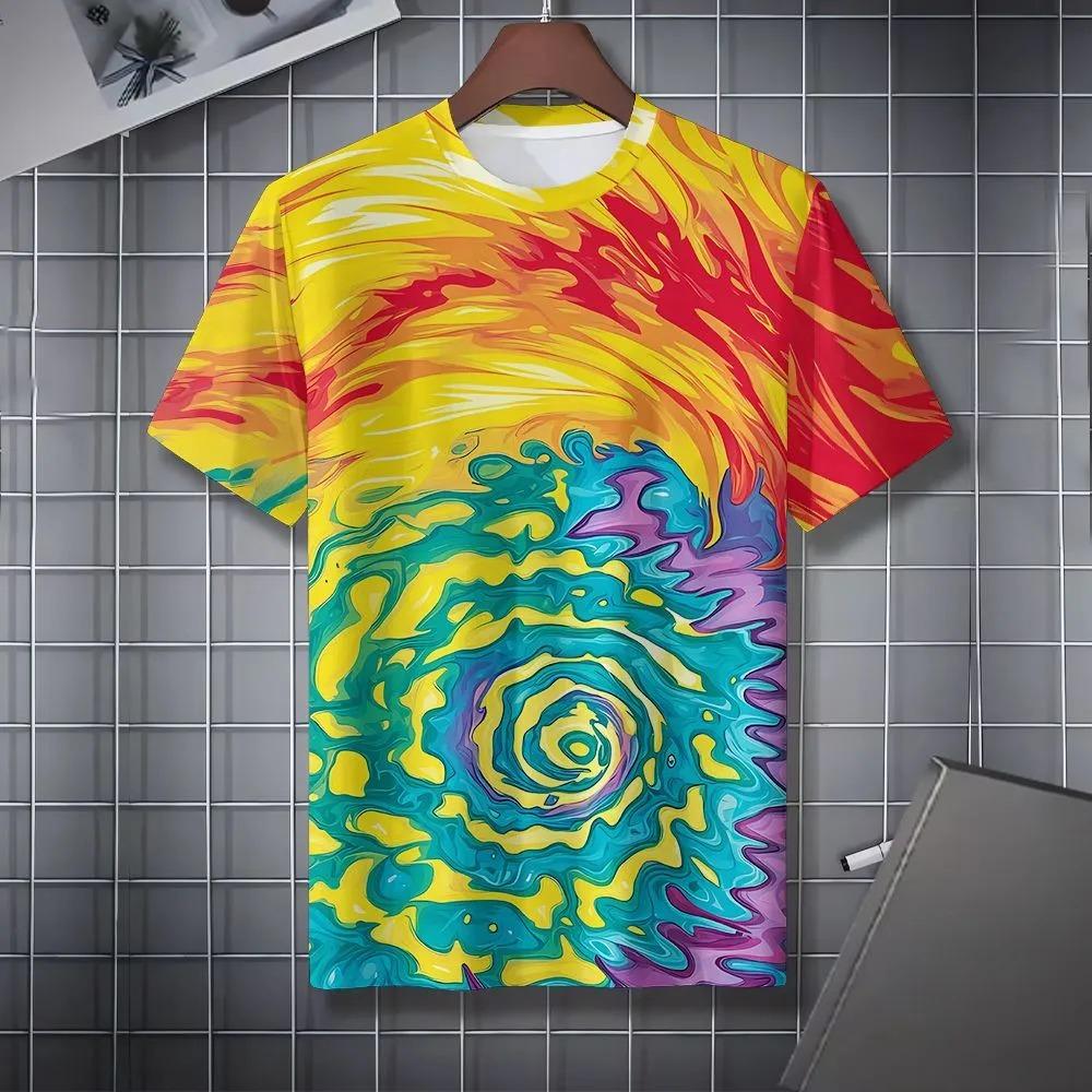 Summer Fashion Men's Abstract Geometry 3D Printed T-shirt Comfortable Soft Breathable Loose Large Casual Sports Versatile Short Sleeve T-shirt