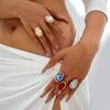 Fashion jewelry Vintage carved sun feather cross black gemstone ring multi-piece set set