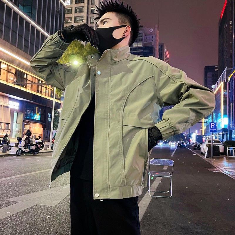 

Men s Spring & Autumn Casual High-End Stand Collar Jacket - 2025 Trendy Workwear Style M (100-115) зелений