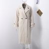 Women Fashion Wool Blend Warm Long Coat Autumn Winter Loose Pocket Double-breasted Jacket Elegant Lapel Overcoat