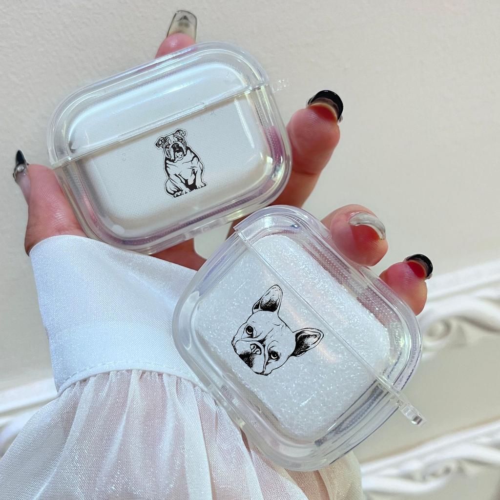 French Bulldog Soft Case for Apple Airpods 2 1 Earphone Cases With Hook For Airpod Pro 3 Pro2 Clear Protective Covers Accessorie