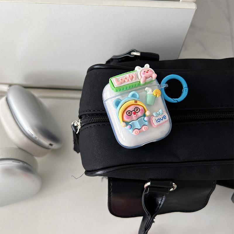 Cartoon Cute Beaver Buckle Earphone Cover Apple Bluetooth Protective Case For Airpods 1/2 Generation Silicone Pro3