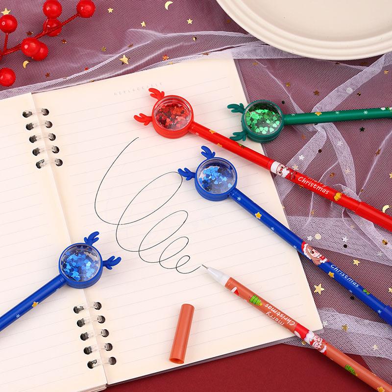 

1Pc Kawaii Christmas Antlers Sequins Cartoon Reindeer Antler Glitter Sequins Signing Pen School Office Prize Gift Writing Pen Supply Random style　1PC