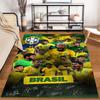 Tappeto Squadra di Calcio del Brasile con Firme e Design Giallo-Verde Adatto per l'uso come antiscivolo per soggiorno camera da letto divani