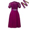 2024 European American Style Women Lace Pleated Short Sleeve Dress