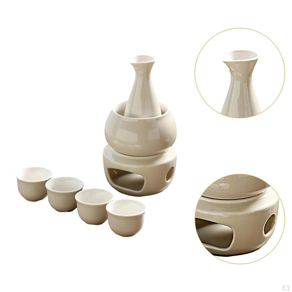 Ceramic Sake Set Cups with Warmer Porcelain Creative Sturdy Drinkware Warming Bowl Gift Durability