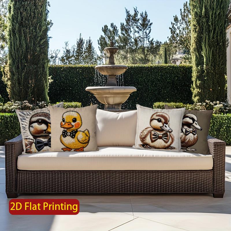 2D Adorable Duck Bow-Tie Pattern Pillow Covers Pattern Cushion Cover Suitable For Sofa Bedroom Car Pillow Cover